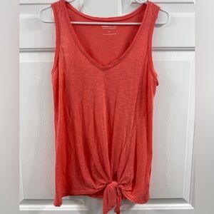 Express Women's Vivid Coral Tie-Front Tank Top